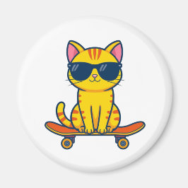 Coole skateboardende kat met zonnebril cartoon magneet