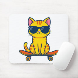 Coole skateboardende kat met zonnebril cartoon muismat