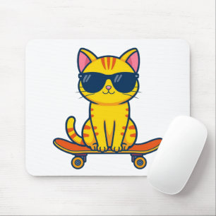 Coole skateboardende kat met zonnebril cartoon muismat