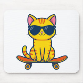 Coole skateboardende kat met zonnebril cartoon muismat