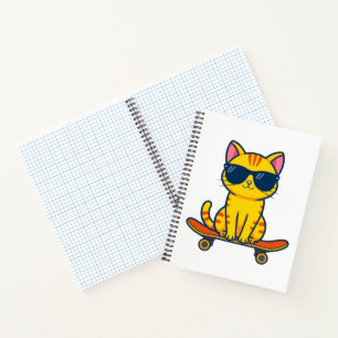 Coole skateboardende kat met zonnebril cartoon  notitieboek