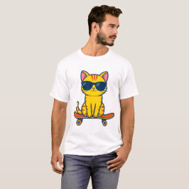 Coole skateboardende kat met zonnebril cartoon t-shirt