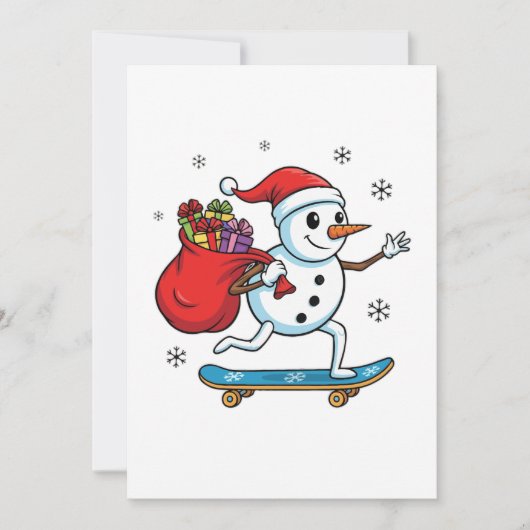Coole Skateboardende Sneeuwman | Grappige Kerst Sk (Voorkant)