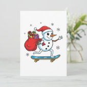Coole Skateboardende Sneeuwman | Grappige Kerst Sk (Staand voorkant)