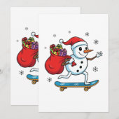 Coole Skateboardende Sneeuwman | Grappige Kerst Sk (Voorkant / Achterkant)