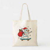 Coole Skateboardende Sneeuwman | Grappige Kerst Sk Tote Bag (Achterkant)