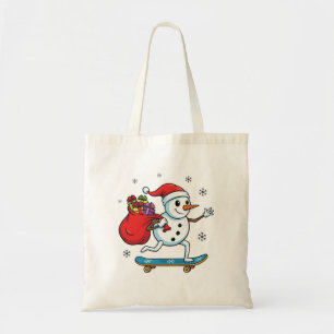 Coole Skateboardende Sneeuwman Grappige Kerst Sk Tote Bag