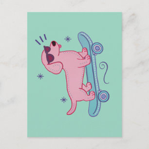 Coole Skateboarding Dachshund   Grappige Hond Kuns Briefkaart