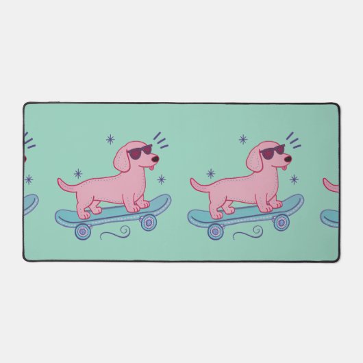 Coole Skateboarding Dachshund | Grappige Hond Kuns Bureaumat (Voorkant)