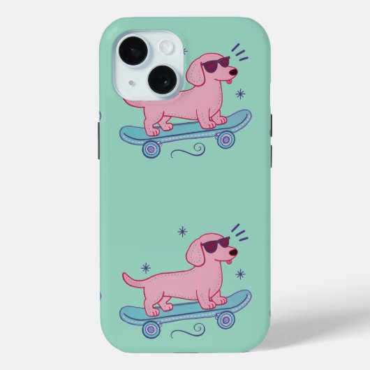 Coole Skateboarding Dachshund | Grappige Hond Kuns Case-Mate iPhone Case (Achterkant)