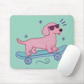 Coole Skateboarding Dachshund | Grappige Hond Kuns Muismat (Met muis)