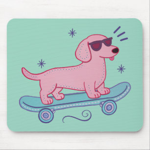 Coole Skateboarding Dachshund   Grappige Hond Kuns Muismat