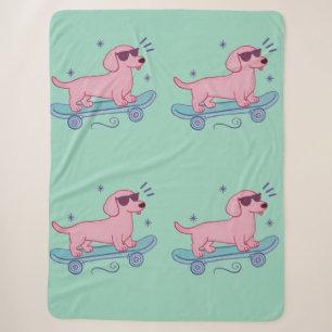 Coole Skateboarding Dachshund Grappige Hond Kuns Sherpa Deken