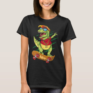 Coole Skateboarding Dinosaur Skater Dabbing T Rex  T-shirt