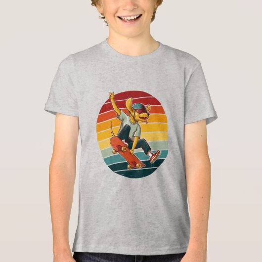 Coole skateboarding-hond illustratie Tri-Blend shirt (Voorkant)