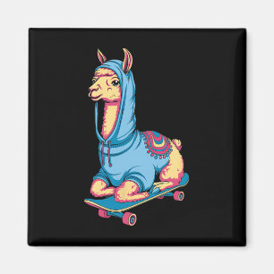 Coole skateboarding lama in hoodie grappige dieren magneet