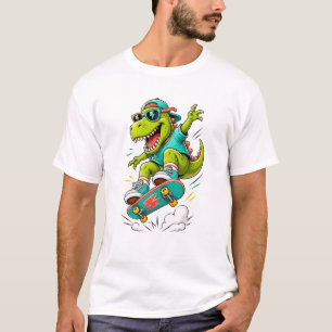 Coole Skateboarding T-Rex Dinosaur T-shirt