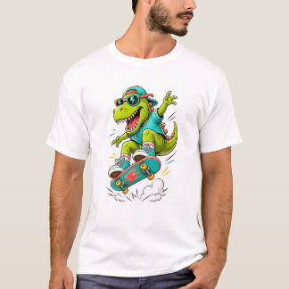 Coole Skateboarding T-Rex Dinosaur T-shirt