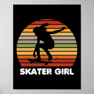Coole Skater Kunst Meisje Skateboarden Skateboard Poster