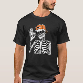 Coole Skelet met Oranje Pet | Hip-Hop Halloween T-shirt