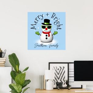 Coole Sneeuwman Prettig Fel Kerstmis Custom Famili Poster