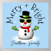 Coole Sneeuwman Prettig Fel Kerstmis Custom Famili Poster (Voorkant)