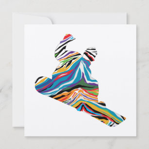 Coole snowboarder in een psychedelische zebraprint notitiekaartje