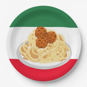 coole spaghetti - meatballen papieren bordje