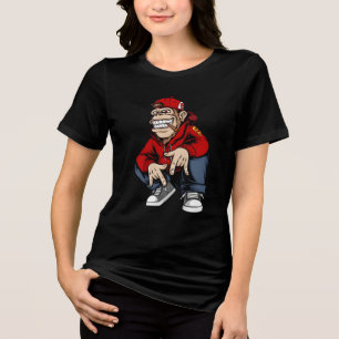 Coole stedelijke aap mascotte straat stijl karakte Tri-Blend shirt