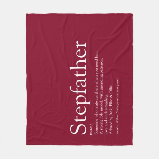 Coole Stiefvader, Stiefvader Definitie Fun Burgund Fleece Deken (Voorkant)