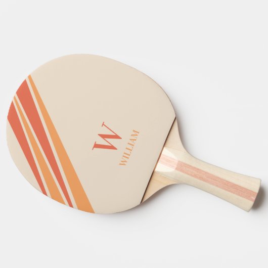 Coole stijlvolle retro strepen monogram naam tafeltennisbatje (Zijkant)
