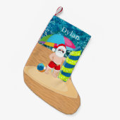coole strand Santa add name Large kerststop Kleine Kerstsok (Voorkant (Hangend))