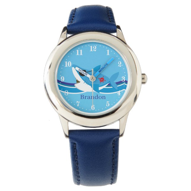 coole strand shark add name horloge (Voorkant)