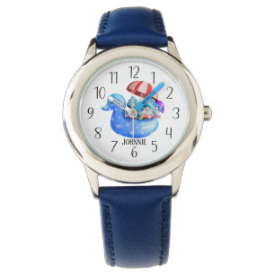coole Summer unisex gnome voegt naam kinder toe Horloge