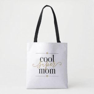 Coole Super Moeder Modern Elegant Zwart en Goud Tote Bag
