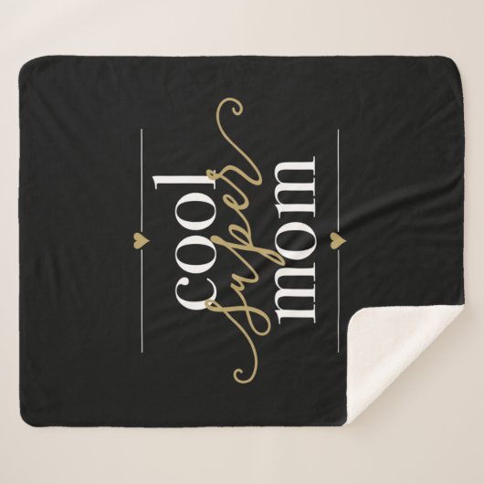 Coole Super Moeder Zwart en Goud Modern Elegant Sherpa Deken (Voorkant (horizontaal))