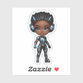 coole superheld chibi meisje sticker
