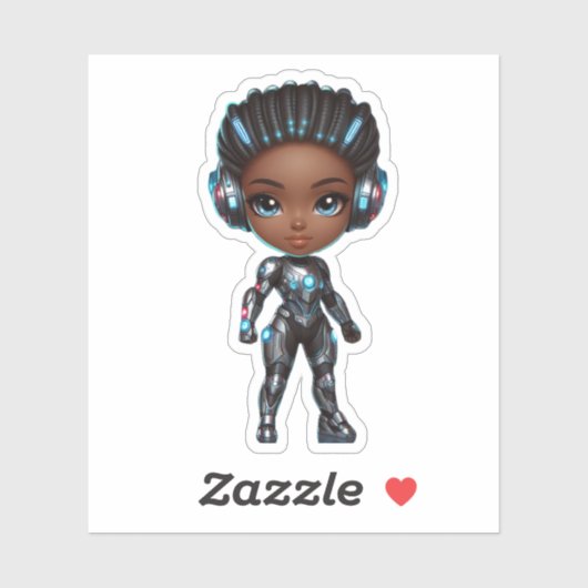 coole superheld chibi meisje sticker (Vel)