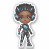 coole superheld chibi meisje sticker (Voorkant)