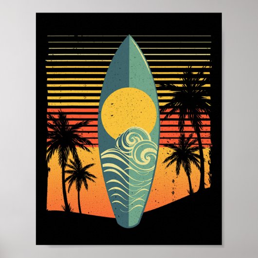 Coole surfplank voor mannen vrouwen surfer retro s poster (Voorkant)