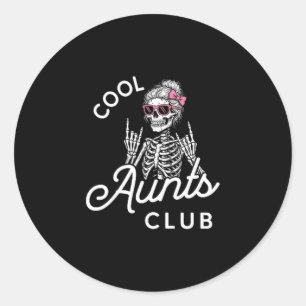 Coole tante club grappig skelet familie kinderen v ronde sticker