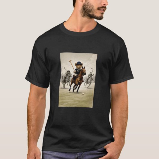 Coole teddybeer speelt paard polo game illustratie (Voorkant)