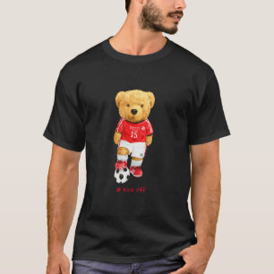Coole teddybeer voetbal aftrap stijl illustratie t-shirt