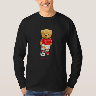 Coole teddybeer voetbal aftrap stijl illustratie t-shirt