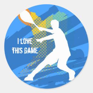 Coole tennissticker: ik hou van dit spel ronde sticker