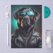 Coole Terrence, Black Lab in leren jas Tissue Tissuepapier (Craft)