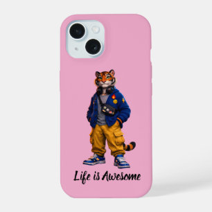 Coole Tijger in Streetwear Kunst - Stedelijke Stij iPhone 15 Case