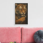 Coole Tijger met een Sigaret Canvas Afdruk (Insitu (Woonkamer))