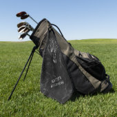Coole Tijger Zwarte Marmeren Achtergrond Monogram Golfhanddoek (Groen)