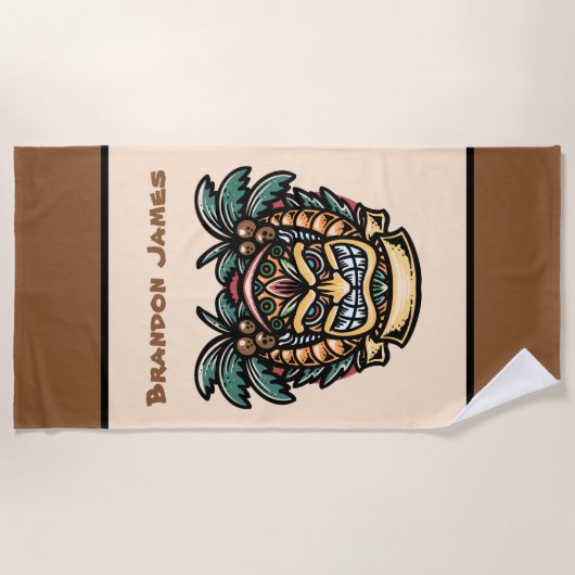 coole tiki head add name strandlaken (Voorkant)